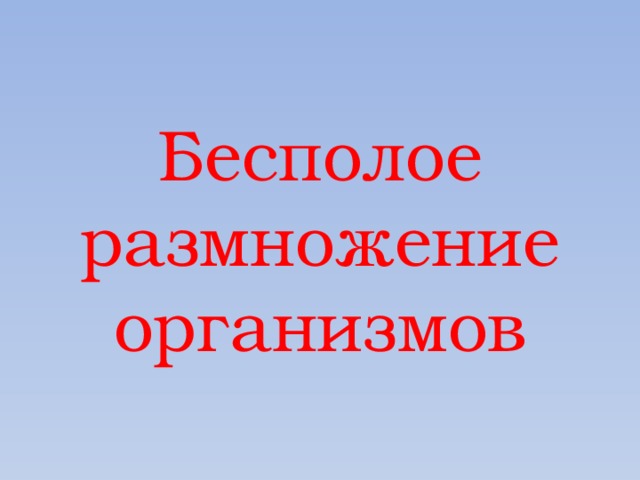 Бесполое размножение организмов 