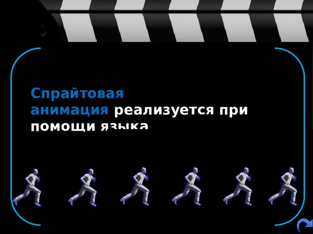  Спрайтовая анимация  реализуется при помощи языка программирования. 