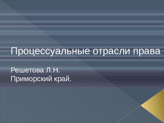 Процессуальные отрасли права Решетова Л.Н. Приморский край. 