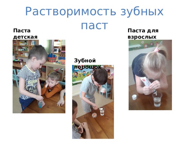 Растворимость зубных паст Паста детская Паста для взрослых Зубной порошок 