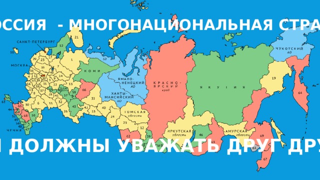 РОССИЯ - МНОГОНАЦИОНАЛЬНАЯ СТРАНА МЫ ДОЛЖНЫ УВАЖАТЬ ДРУГ ДРУГА 