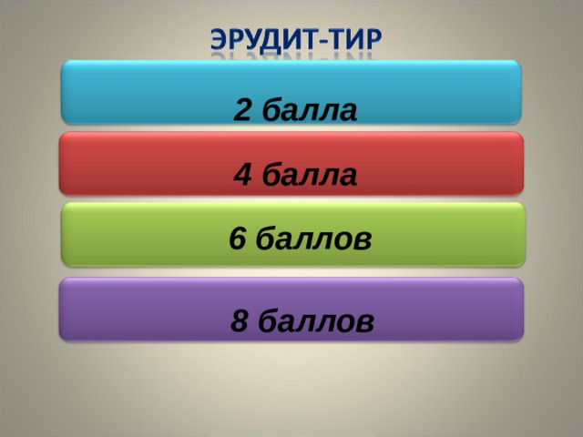 2 балла 4 балла  6 баллов 8 баллов  