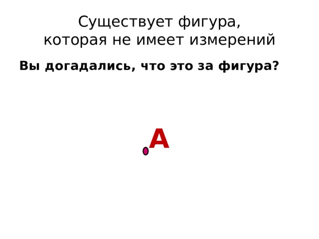 Существует фигура,  которая не имеет измерений Вы догадались, что это за фигура? А 