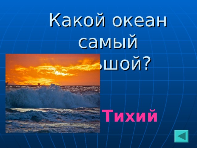Какой океан самый большой? Тихий  