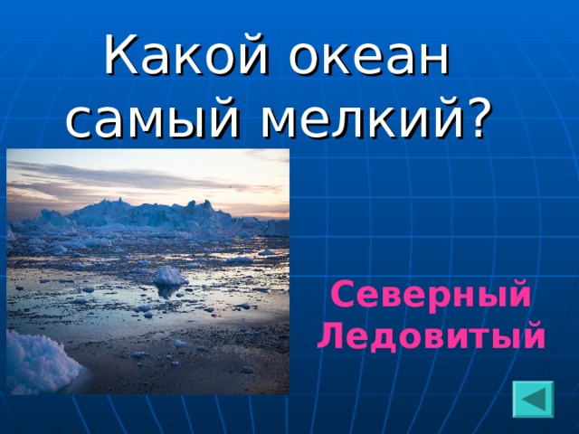 Какой океан самый мелкий? Северный Ледовитый  