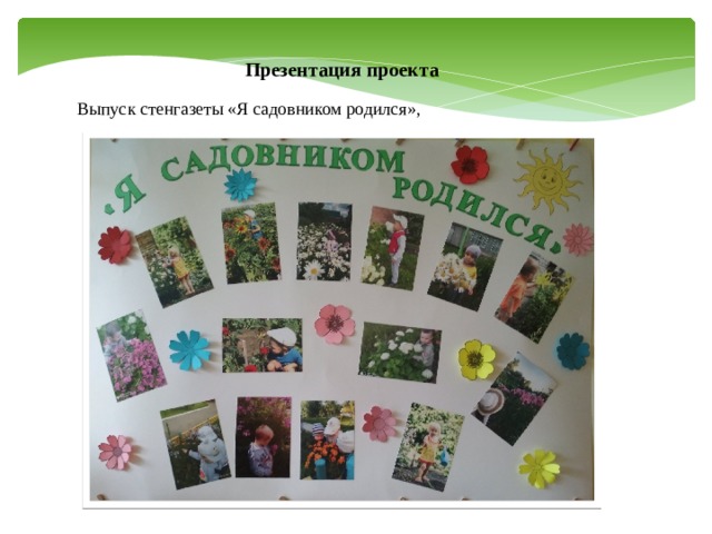 Презентация проекта Выпуск стенгазеты «Я садовником родился», 