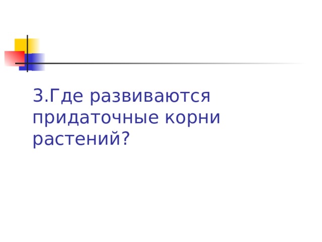 3.Где развиваются придаточные корни растений? 