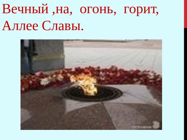 Вечный ,на, огонь, горит, Аллее Славы. 