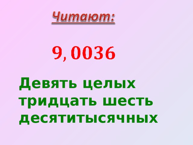 Девять целых тридцать шесть десятитысячных 