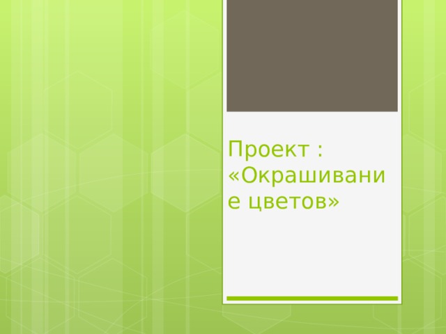 Проект : «Окрашивание цветов» 
