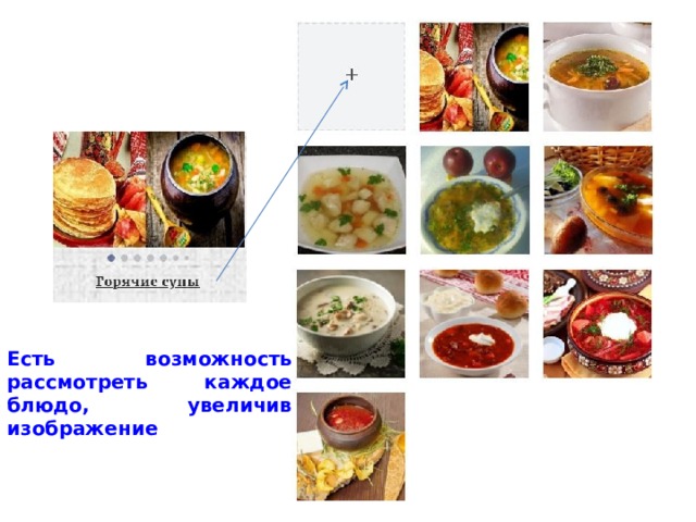 Есть возможность рассмотреть каждое блюдо, увеличив изображение 