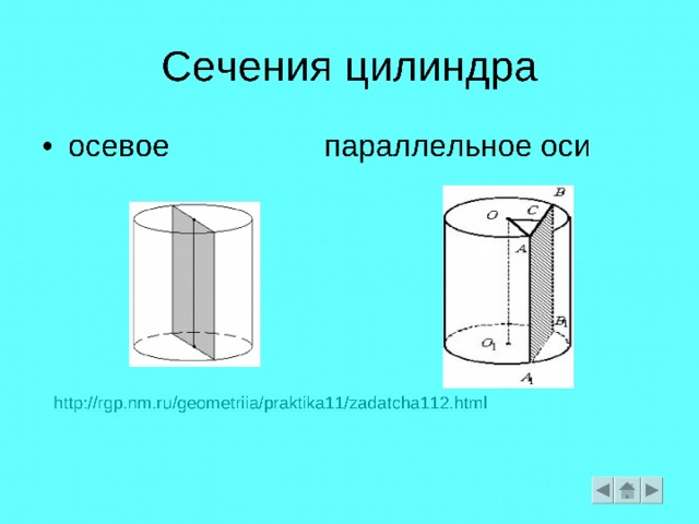 Определение цилиндра Цилиндром(круговым цилиндром) называется тело,  которое состоит из двух кругов, не лежащих в одной плоскости и совмещаемых  параллельным переносом, и всех отрезков, соединяющих соответствующие точки этих кругов 