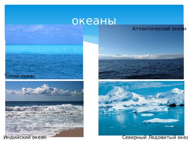 океаны Атлантический океан Тихий океан Индийский океан Северный Ледовитый океан  