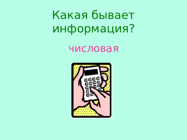 Какая бывает информация? числовая 