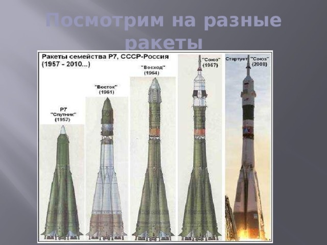 Посмотрим на разные ракеты 