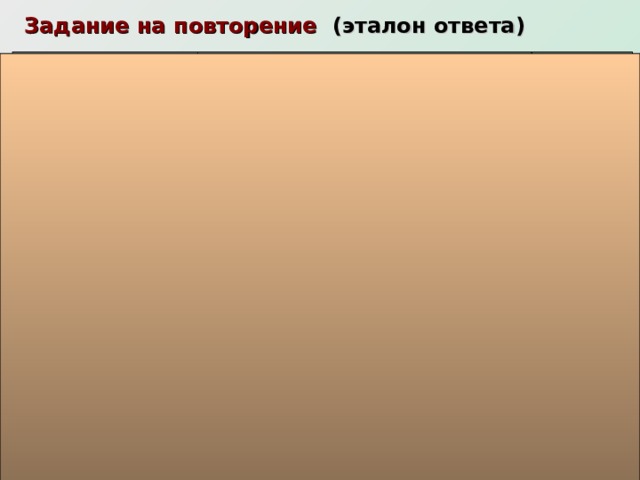 Задание на повторение (эталон ответа) 5) Кодирование информации 6) Обработка информации – это процесс представления информации в форме, удобной для ее хранения и/или передачи. 7) Защита  информации  – это процесс, в ходе которого изменяется содержание и/или форма представления информации. – это комплекс организационных, правовых и технических мер по предотвращению угроз информационной безопасности и устранению их последствий. 1001011 