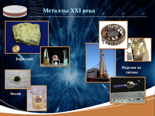 Металлы XXI века Бериллий Изделия из титана Литий 