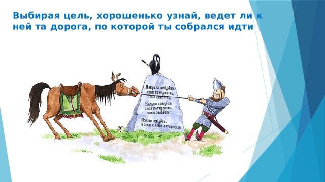 Выбирая цель, хорошенько узнай, ведет ли к ней та дорога, по которой ты собрался идти 