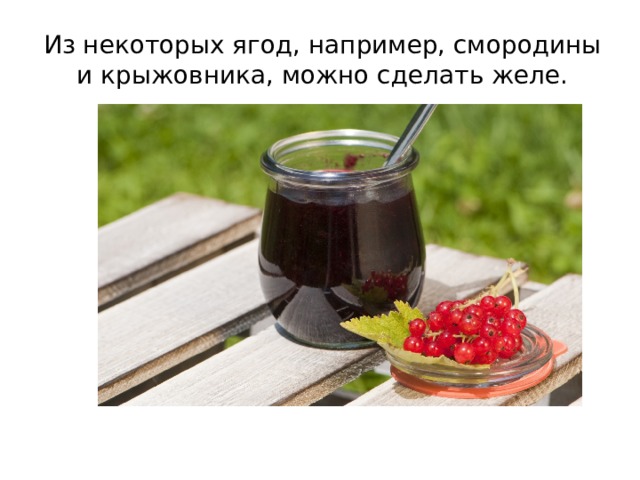 Из некоторых ягод, например, смородины и крыжовника, можно сделать желе. 