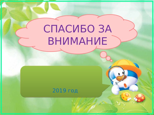 СПАСИБО ЗА ВНИМАНИЕ  2019 год 