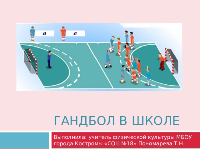 Гандбол в школе Выполнила: учитель физической культуры МБОУ города Костромы «СОШ№18» Пономарева Т.Н. 