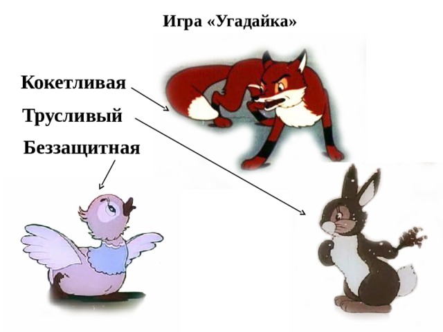 Игра «Угадайка» Кокетливая Трусливый Беззащитная 