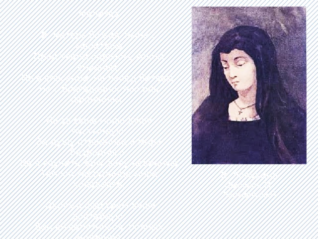 Молитва Я, матерь божия, ныне с молитвою Пред твоим образом, ярким сиянием, Не о спасении, не перед битвою, Не с благодарностью иль покаянием,  Не за свою молю душу пустынную, За душу странника в мире безродного; Но я вручить хочу деву невинную Теплой заступнице мира холодного.   Окружи счастием душу достойную; Дай ей сопутников, полных внимания, Молодость светлую, старость покойную, Сердцу незлобному мир упования.  Срок ли приблизится часу прощальному В утро ли шумное, в ночь ли безгласную – Ты восприять пошли к ложу печальному Лучшего ангела душу прекрасную . В. Лопухина (Рисунок М. Лермонтова)  