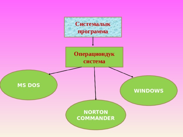 Системалык программа Операциондук система MS DOS WINDOWS NORTON COMMANDER 