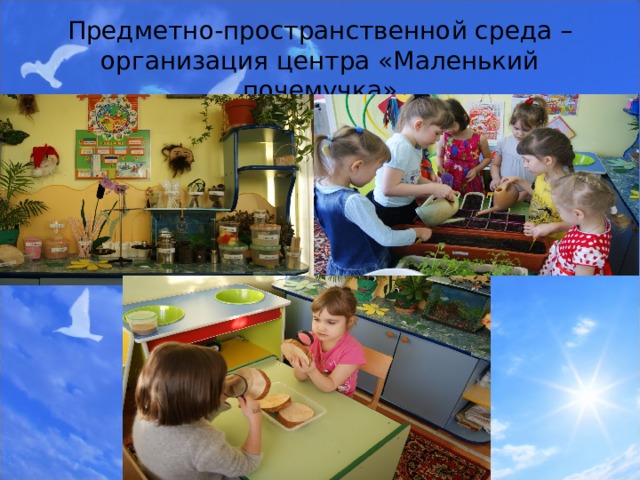 Предметно-пространственной среда – организация центра «Маленький почемучка» 