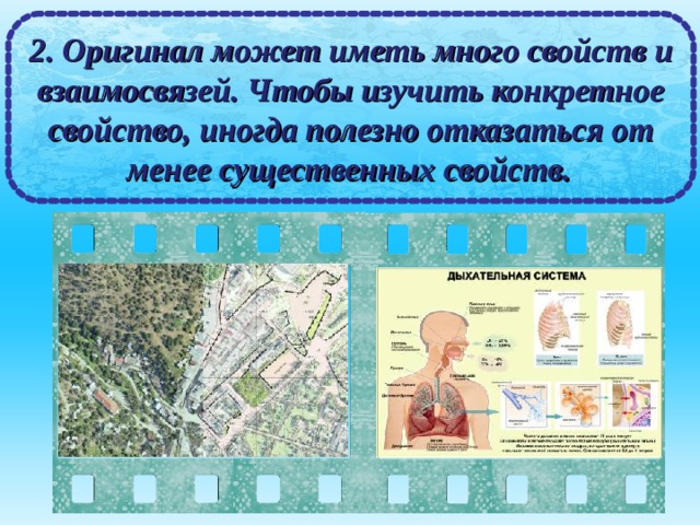 2. Оригинал может иметь много свойств и взаимосвязей. Чтобы изучить конкретное свойство, иногда полезно отказаться от менее существенных свойств.  