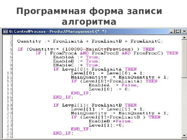 Программная форма записи алгоритма 