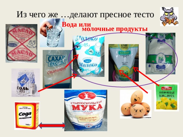 Из чего же …делают пресное тесто Вода или молочные продукты 