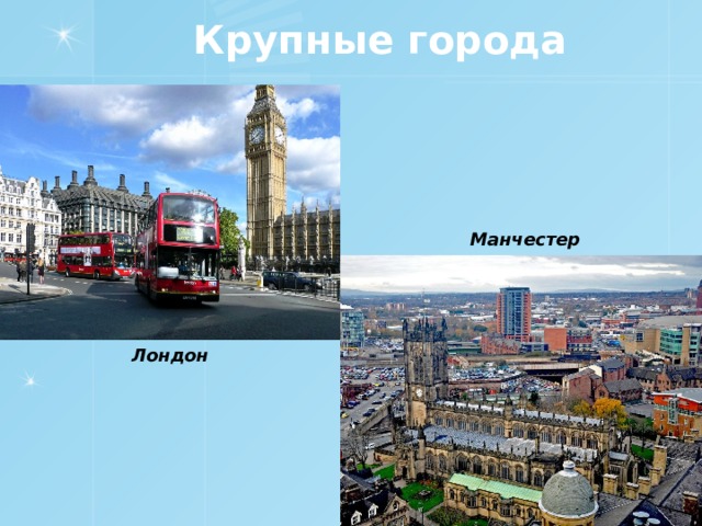 Крупные города Манчестер Лондон 