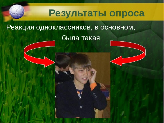 Результаты опроса Реакция одноклассников, в основном, была такая 