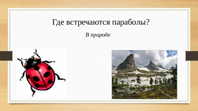 Где встречаются параболы? В природе 