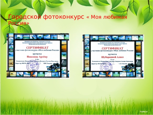 Городской фотоконкурс « Моя любимая Россия» 