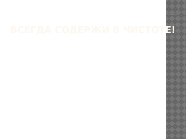 Всегда содержи в чистоте! 