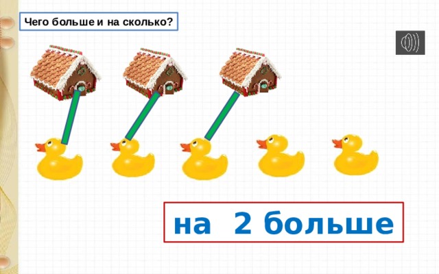 Чего больше и на сколько? на 2 больше 