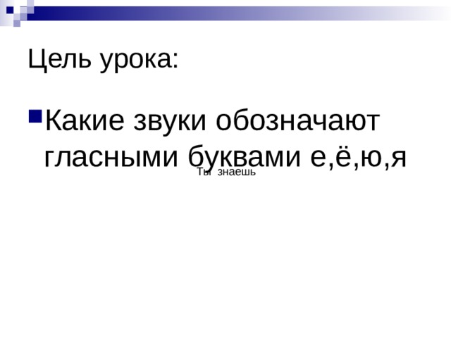 Какие звуки обозначают гласными буквами е,ё,ю,я 