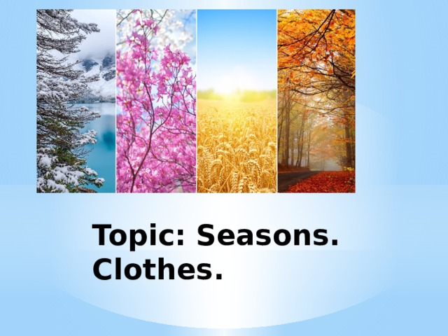 Topic: Seasons.  Clothes. 