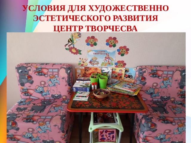 УСЛОВИЯ ДЛЯ ХУДОЖЕСТВЕННО ЭСТЕТИЧЕСКОГО РАЗВИТИЯ  ЦЕНТР ТВОРЧЕСВА 