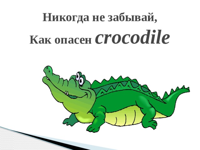Никогда не забывай,  Как опасен crocodile   