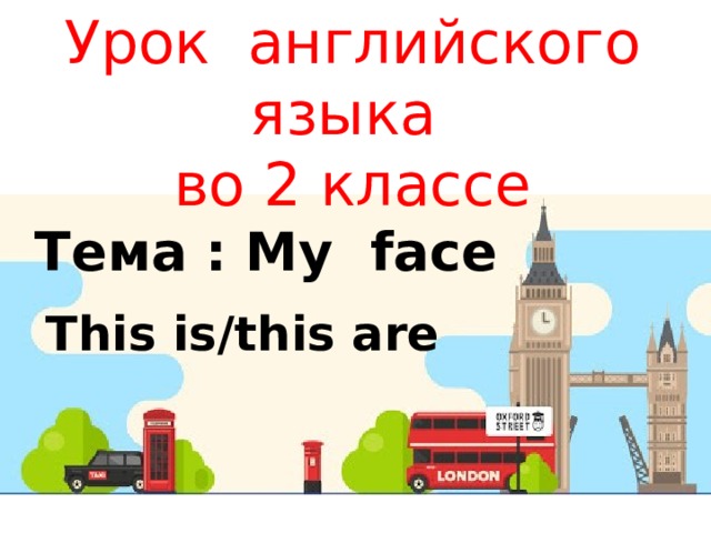 Урок английского языка во 2 классе Тема : My face This is/this are 