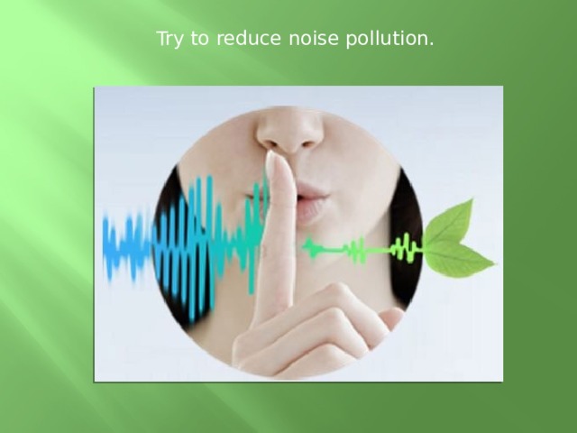  Try to reduce noise pollution. 