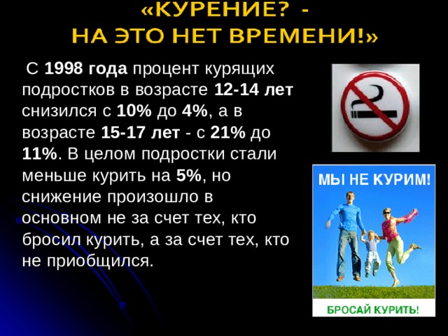 1998 года 12-14 лет 10% 4% 15-17 лет 21% 11% 5%