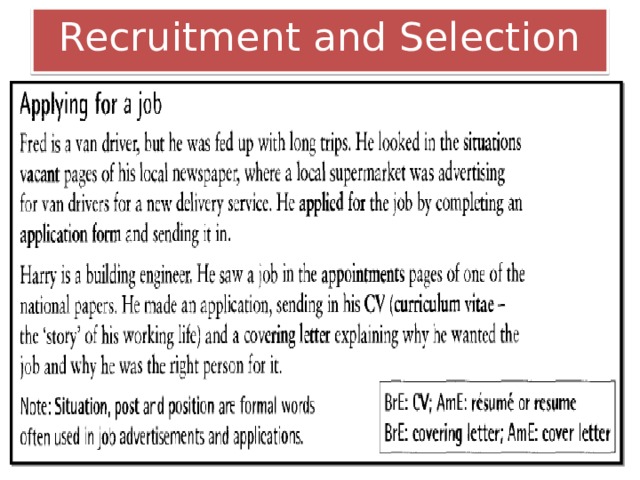 Recruitment and Selection 