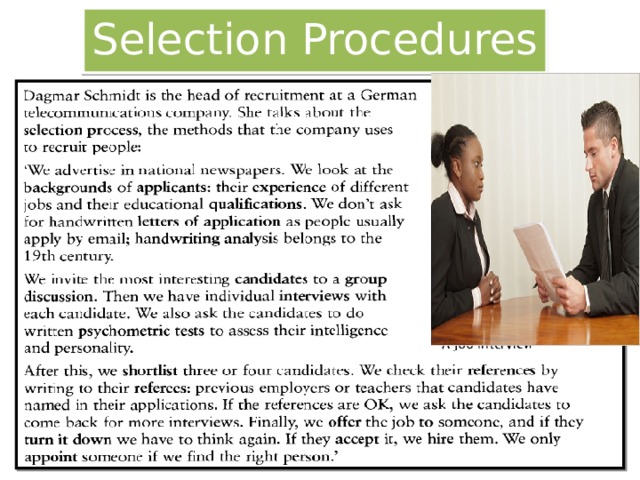 Selection Procedures 