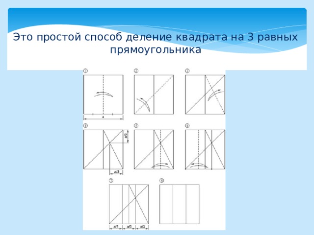 Это простой способ деление квадрата на 3 равных прямоугольника 