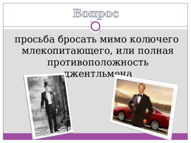  просьба бросать мимо колючего млекопитающего, или полная противоположность джентльмена 