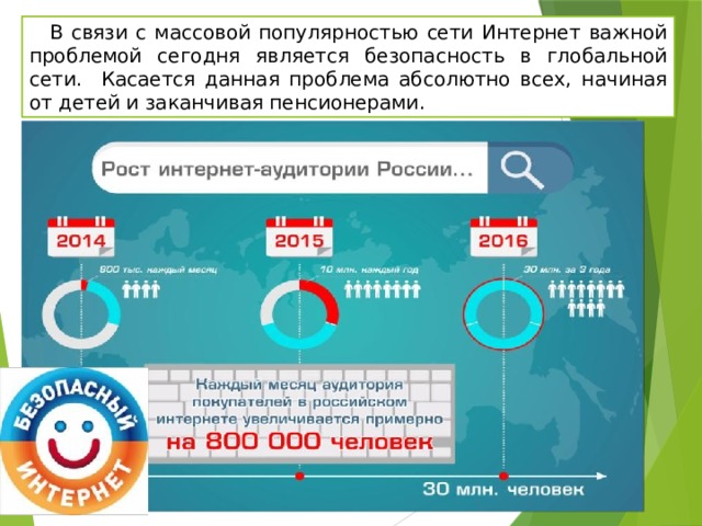 В связи с массовой популярностью сети Интернет важной проблемой сегодня является безопасность в глобальной сети. Касается данная проблема абсолютно всех, начиная от детей и заканчивая пенсионерами. 